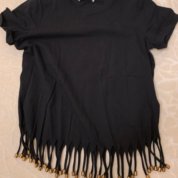 Maje gold beaded fringe t shirt - Picture 3 of 4